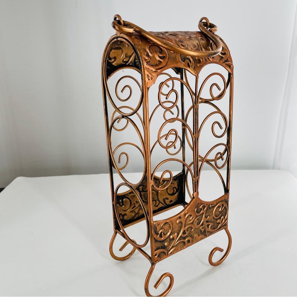 Ornate 3 Bottle Metal Wine Rack